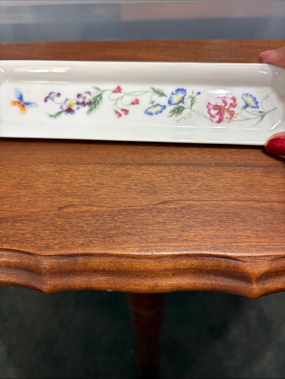 vintage Avon Gallery Originals Botanical Porcelain Pencil Holder / Trinket Tray